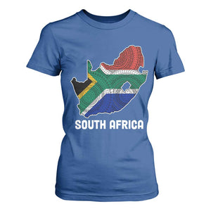 South Africa Pride T Shirt For Women South African Flag Map TS02 Royal Blue Print Your Wear