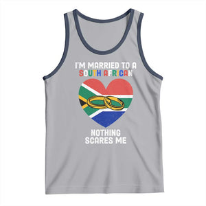 Funny South Africa Tank Top I'm Married To A South African Nothing Scares Me TS02 Athletic Heather Navy Print Your Wear