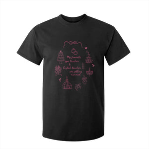 My Favorite Gym Teacher and English Teacher Are Getting Married T Shirt For Kid Retro Coquette Bow Wedding Love Story TS02 Black Print Your Wear