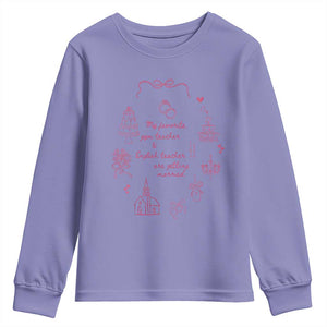 My Favorite Gym Teacher and English Teacher Are Getting Married Youth Sweatshirt Retro Coquette Bow Wedding Love Story TS02 Violet Print Your Wear