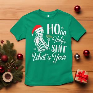 Skeleton Christmas T Shirt Ho Ho Holy Shit What A Year Funny Boujee Xmas Vibe TS02 Irish Green Printyourwear