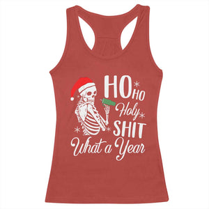 Skeleton Christmas Racerback Tank Top Ho Ho Holy Shit What A Year Funny Boujee Xmas Vibe TS02 Red Print Your Wear
