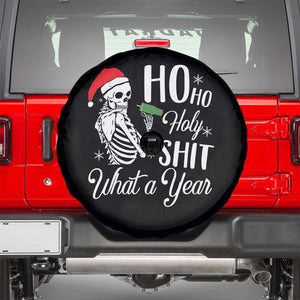 Skeleton Christmas Spare Tire Cover Ho Ho Holy Shit What A Year Funny Boujee Xmas Vibe TS02 Black Print Your Wear
