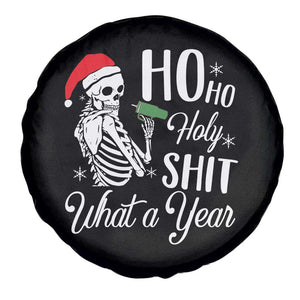 Skeleton Christmas Spare Tire Cover Ho Ho Holy Shit What A Year Funny Boujee Xmas Vibe TS02 Print Your Wear