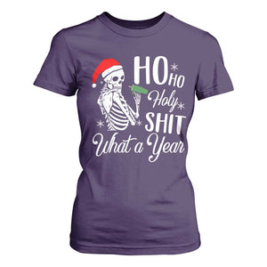 Skeleton Christmas T Shirt For Women Ho Ho Holy Shit What A Year Funny Boujee Xmas Vibe TS02 Purple Print Your Wear