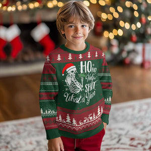 Skeleton Christmas Ugly Christmas Sweater Ho Ho Holy Shit What A Year Funny Boujee Xmas Vibe TS02 Christmas Print Your Wear