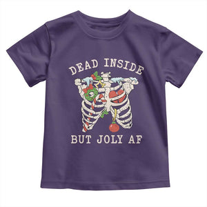 Skeleton Christmas Toddler T Shirt Dead Inside But Jolly AF Xmas Vibe TS02 Purple Print Your Wear