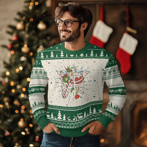 Skeleton Christmas Ugly Christmas Sweater Dead Inside But Jolly AF Xmas Vibe TS02 Green Print Your Wear