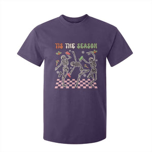 Dancing Skeleton Christmas T Shirt For Kid Tis The Season Retro Boujee Xmas Vibe TS02 Purple Print Your Wear