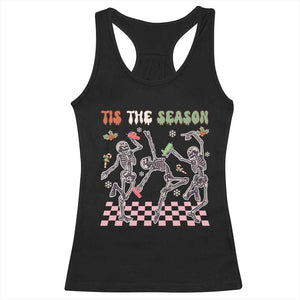 Dancing Skeleton Christmas Racerback Tank Top Tis The Season Retro Boujee Xmas Vibe TS02 Black Print Your Wear