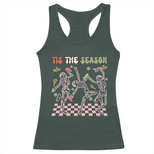 Dancing Skeleton Christmas Racerback Tank Top Tis The Season Retro Boujee Xmas Vibe TS02 Dark Forest Green Print Your Wear