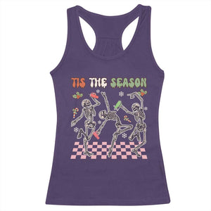 Dancing Skeleton Christmas Racerback Tank Top Tis The Season Retro Boujee Xmas Vibe TS02 Purple Print Your Wear
