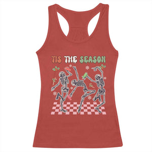 Dancing Skeleton Christmas Racerback Tank Top Tis The Season Retro Boujee Xmas Vibe TS02 Red Print Your Wear