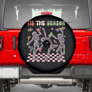 Dancing Skeleton Christmas Spare Tire Cover Tis The Season Retro Boujee Xmas Vibe TS02 Black Print Your Wear
