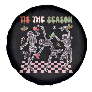 Dancing Skeleton Christmas Spare Tire Cover Tis The Season Retro Boujee Xmas Vibe TS02 Print Your Wear