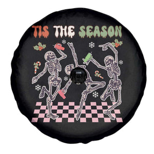 Dancing Skeleton Christmas Spare Tire Cover Tis The Season Retro Boujee Xmas Vibe TS02 Print Your Wear