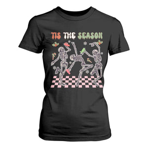 Dancing Skeleton Christmas T Shirt For Women Tis The Season Retro Boujee Xmas Vibe TS02 Black Print Your Wear