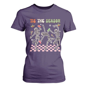 Dancing Skeleton Christmas T Shirt For Women Tis The Season Retro Boujee Xmas Vibe TS02 Purple Print Your Wear