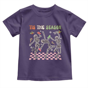 Dancing Skeleton Christmas Toddler T Shirt Tis The Season Retro Boujee Xmas Vibe TS02 Purple Print Your Wear