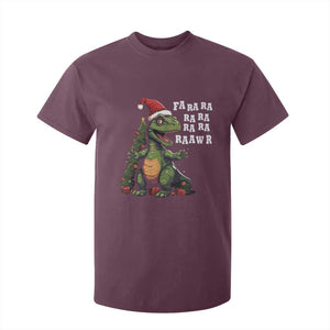 Dinosaur Christmas T Shirt For Kid Fa Ra Ra Ra Rawr Xmas Tree Santa Rex Lover TS02 Maroon Print Your Wear