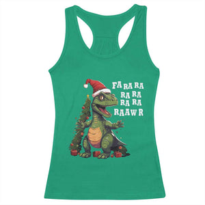 Dinosaur Christmas Racerback Tank Top Fa Ra Ra Ra Rawr Xmas Tree Santa Rex Lover TS02 Irish Green Print Your Wear