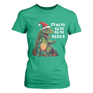 Dinosaur Christmas T Shirt For Women Fa Ra Ra Ra Rawr Xmas Tree Santa Rex Lover TS02 Irish Green Print Your Wear
