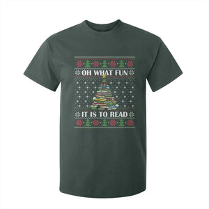 Reading Christmas T Shirt For Kid Oh What Fun It Is To Read Books Xmas Tree Funny Ugly Sweater TS02 Dark Forest Green Print Your Wear