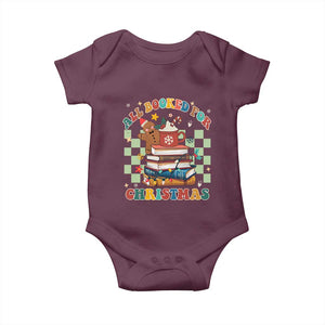 Reading Christmas Baby Onesie All Booked For Xmas Books and Cocoa Lover TS02 Maroon Print Your Wear
