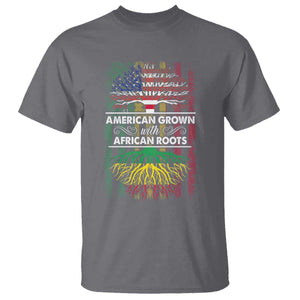 African American Pride T Shirt American Grown With African Roots African American Flag Tree TS02 Charcoal Print Your Wear