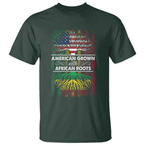 African American Pride T Shirt American Grown With African Roots African American Flag Tree TS02 Dark Forest Green Print Your Wear