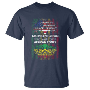African American Pride T Shirt American Grown With African Roots African American Flag Tree TS02 Navy Print Your Wear
