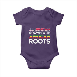African American Roots Baby Onesie American Grown With African Roots US Flag TS02 Purple Print Your Wear