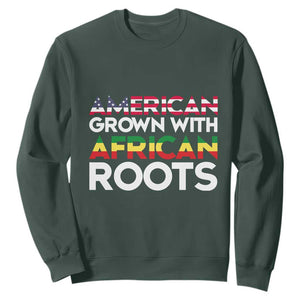 Black History Month Sweatshirt American Grown With African Roots American Flag TS02 Dark Forest Green Printyourwear