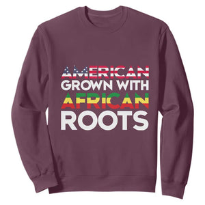 Black History Month Sweatshirt American Grown With African Roots American Flag TS02 Maroon Printyourwear
