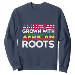 Black History Month Sweatshirt American Grown With African Roots American Flag TS02 Navy Printyourwear