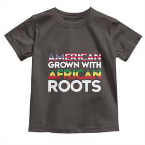 African American Roots Toddler T Shirt American Grown With African Roots US Flag TS02 Dark Chocolate Print Your Wear