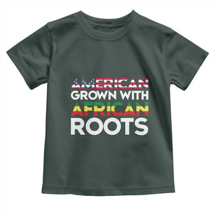 African American Roots Toddler T Shirt American Grown With African Roots US Flag TS02 Dark Forest Green Print Your Wear