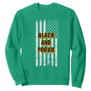 Black History Month Sweatshirt BHM Black And Proud African American Pride US Flag TS02 Irish Green Printyourwear