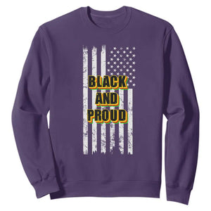Black History Month Sweatshirt BHM Black And Proud African American Pride US Flag TS02 Purple Printyourwear