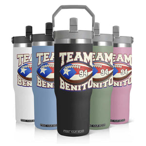 Team Benito Puerto Rico Football Pride Flip Straw Tumbler Number 94 Vintage Game Day Music Artist Fan TS02 Print Your Wear