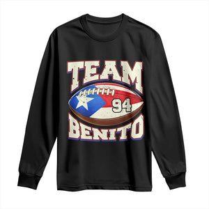 Team Benito Puerto Rico Football Pride Long Sleeve Shirt Number 94 Vintage Game Day Music Artist Fan TS02 Black Print Your Wear