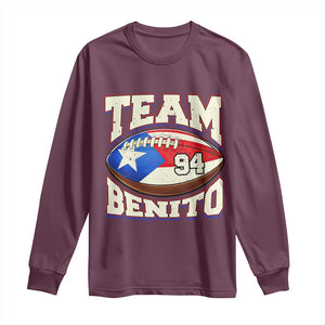 Team Benito Puerto Rico Football Pride Long Sleeve Shirt Number 94 Vintage Game Day Music Artist Fan TS02 Maroon Print Your Wear
