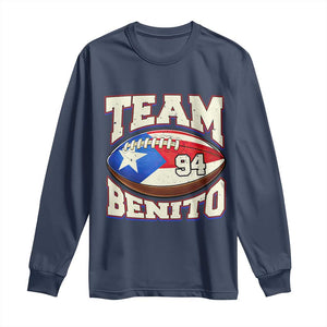 Team Benito Puerto Rico Football Pride Long Sleeve Shirt Number 94 Vintage Game Day Music Artist Fan TS02 Navy Print Your Wear