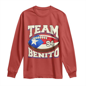 Team Benito Puerto Rico Football Pride Long Sleeve Shirt Number 94 Vintage Game Day Music Artist Fan TS02 Red Print Your Wear