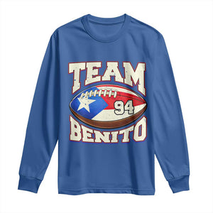 Team Benito Puerto Rico Football Pride Long Sleeve Shirt Number 94 Vintage Game Day Music Artist Fan TS02 Royal Blue Print Your Wear