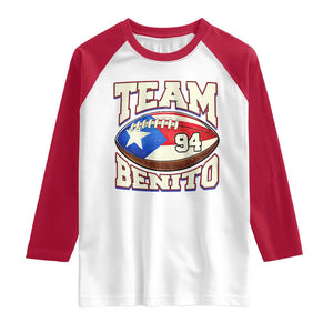 Team Benito Puerto Rico Football Pride Raglan Shirt Number 94 Vintage Game Day Music Artist Fan TS02 White Red Print Your Wear
