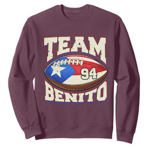 Team Benito Puerto Rico Football Pride Sweatshirt Number 94 Vintage Game Day Music Artist Fan TS02 Maroon Print Your Wear