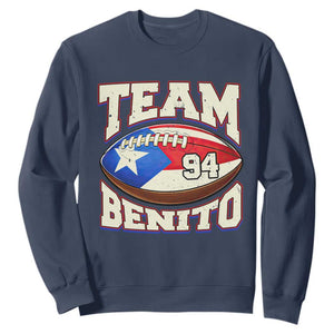 Team Benito Puerto Rico Football Pride Sweatshirt Number 94 Vintage Game Day Music Artist Fan TS02 Navy Print Your Wear