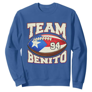 Team Benito Puerto Rico Football Pride Sweatshirt Number 94 Vintage Game Day Music Artist Fan TS02 Royal Blue Print Your Wear
