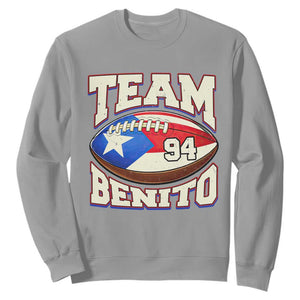 Team Benito Puerto Rico Football Pride Sweatshirt Number 94 Vintage Game Day Music Artist Fan TS02 Sport Gray Print Your Wear